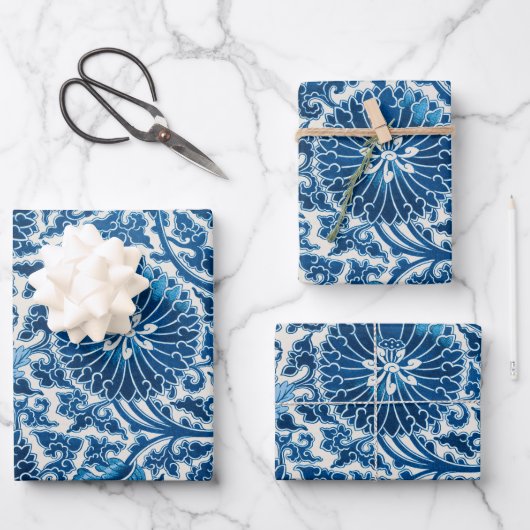 Vintages Blumenmuster Geschenkpapier Set (Vorderseite)