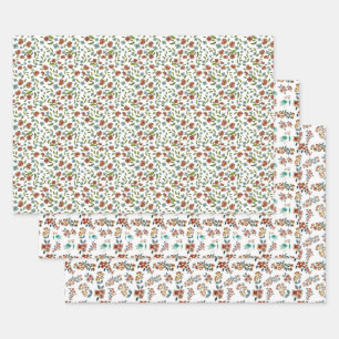 Vintages Blumenmuster Geschenkpapier Set