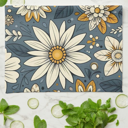 Vintages Blumenmuster Geschirrtuch (Gefaltet)