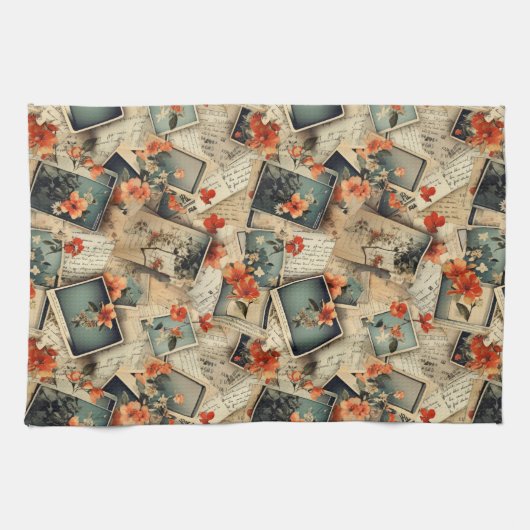Vintages Blumenmuster Geschirrtuch (Horizontal)