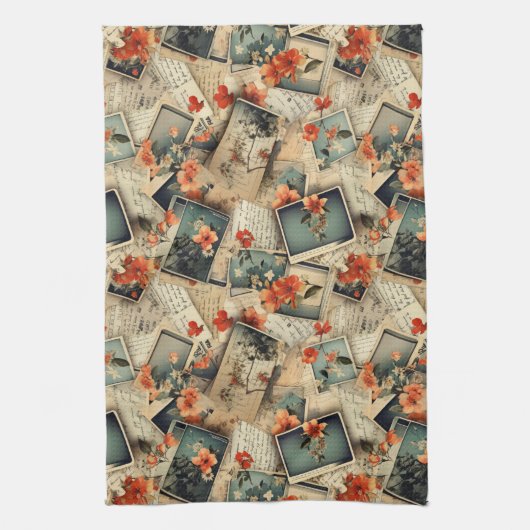 Vintages Blumenmuster Geschirrtuch (Vertikal)