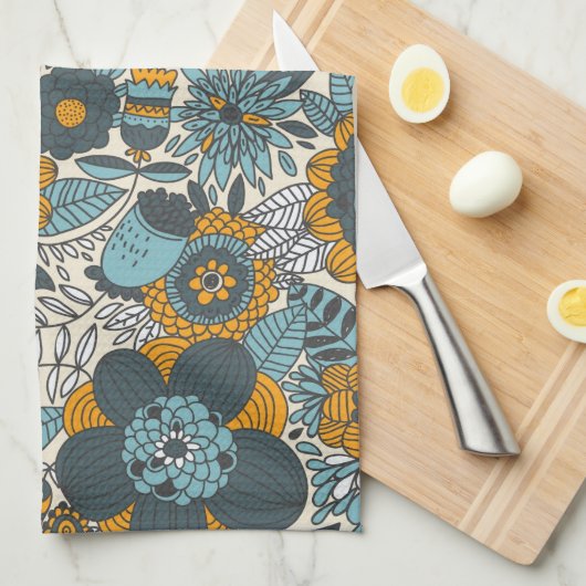 Vintages Blumenmuster Geschirrtuch (Viertel Falte)