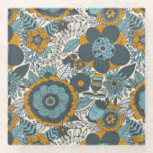 Vintages Blumenmuster Glasuntersetzer (Vorderseite)