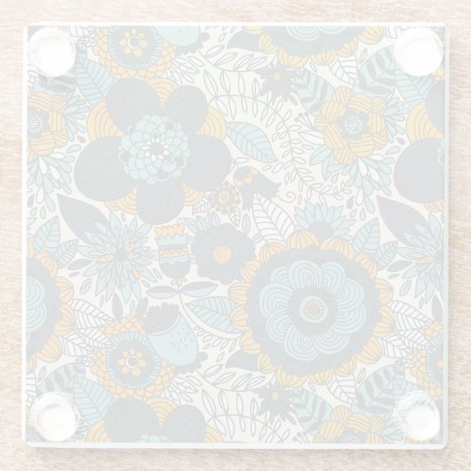 Vintages Blumenmuster Glasuntersetzer (Rückseite)