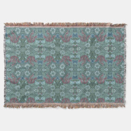 Vintages Blumenmuster Grün Blau Weiß Decke