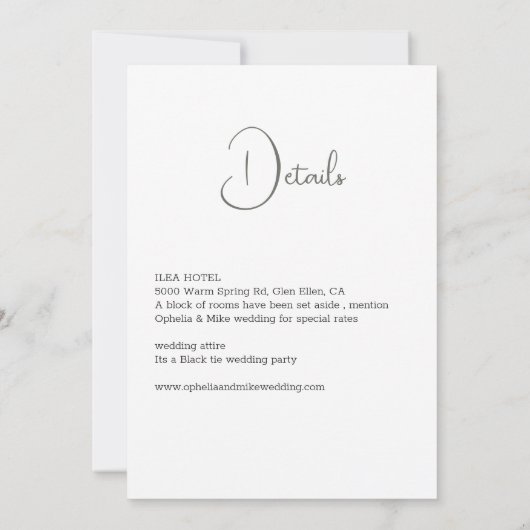 Vintages Blumenmuster grün, mit Details, Einladung (Rückseite)