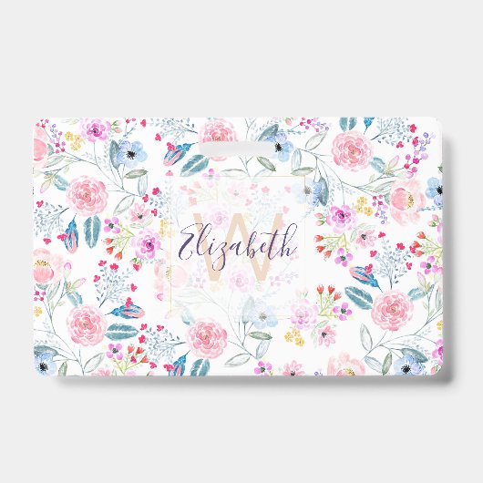 Vintages Blumenmuster Handfarbe Ausweis (Front)