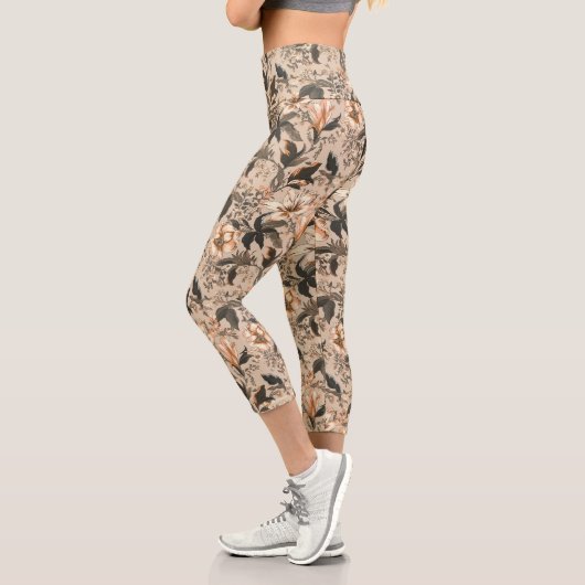 Vintages Blumenmuster Hochwaisted Capris (Links)
