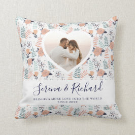 Vintages Blumenmuster Hochzeitsjubiläum Foto Kissen