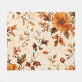 Vintages Blumenmuster in Orangenorange Fleecedecke (Vorderseite (Horizontal))