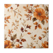 Vintages Blumenmuster in Orangenorange Fliese (Vorderseite)