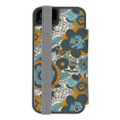 Vintages Blumenmuster Incipio iPhone Geldbeutel-Hülle (Folio Rückseite)