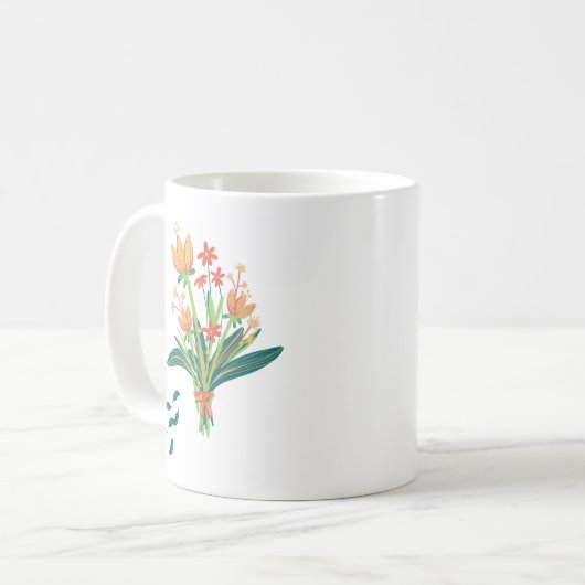 Vintages Blumenmuster Kaffeekuchen Kaffeetasse (Vorderseite Links)