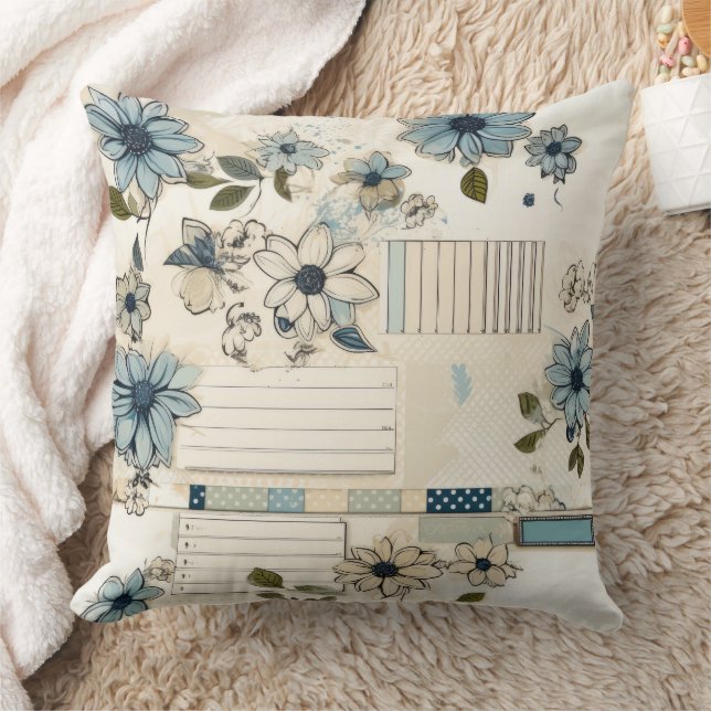Vintages Blumenmuster Kissen (Decke)