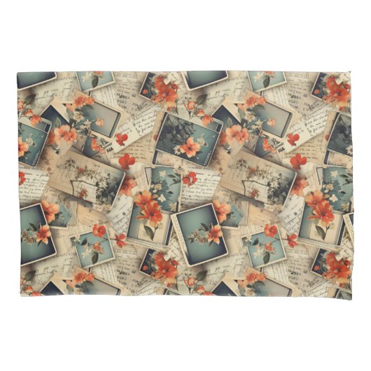 Vintages Blumenmuster Kissenbezug (Vorderseite-Links)