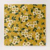 Vintages Blumenmuster, kleine weiße Blume. Puzzle (Horizontal)