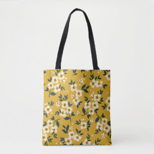 Vintages Blumenmuster, kleine weiße Blume. Tasche