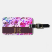 Vintages Blumenmuster, kundenspezifische Monogramm Gepäckanhänger (Vorderseite horizontal)