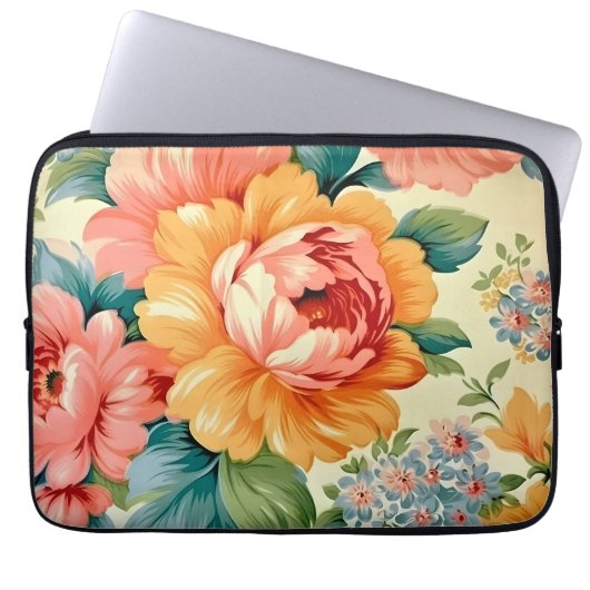 Vintages Blumenmuster Laptopschutzhülle (Vorderseite)