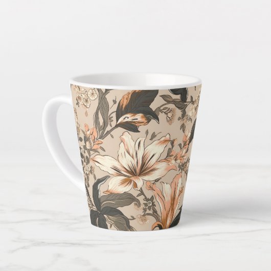 Vintages Blumenmuster Latte Tasse (Linke Ecke)