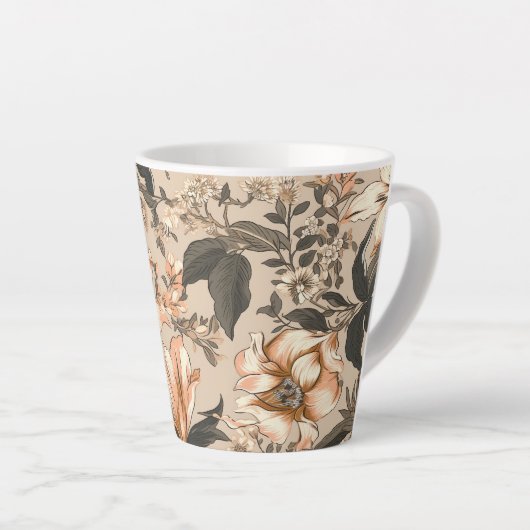 Vintages Blumenmuster Latte Tasse (Rechte Ecke)