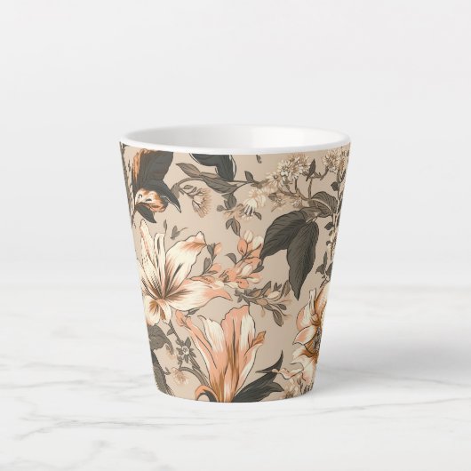 Vintages Blumenmuster Latte Tasse (Vorderseite)