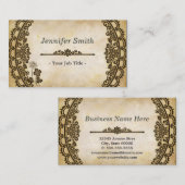 Vintages Blumenmuster mit antikem Altpapier Visitenkarte (Vorne/Hinten)