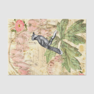 Vintages Blumenmuster mit blauem Jay Seidenpapier
