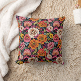 Vintages Blumenmuster mit fett schwarzen Farben Kissen