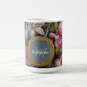 Vintages Blumenmuster mit Individuelle Name Kaffeetasse