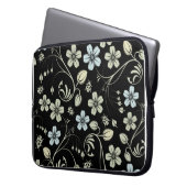 Vintages Blumenmuster mit Ladybugs auf schwarz Laptopschutzhülle (Vorderseite Links)