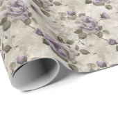 Vintages Blumenmuster mit Lavendel-Rose Geschenkpapier (Rolleneckpunkt)