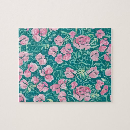 Vintages Blumenmuster mit pastellfarbenen Blume Puzzle (Horizontal)