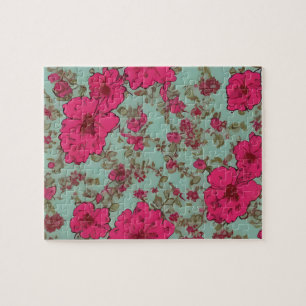 Vintages Blumenmuster mit pastellfarbenen Blume Puzzle