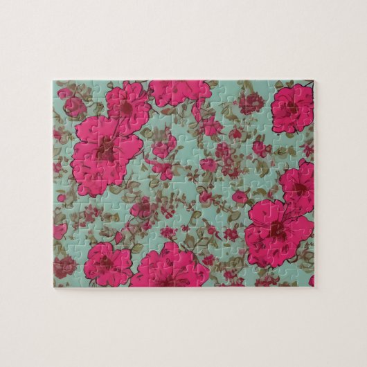 Vintages Blumenmuster mit pastellfarbenen Blume Puzzle (Horizontal)