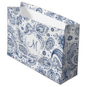 Vintages Blumenmuster Monogram L Geschenkbeutel Große Geschenktüte (Vorderseite Schrägansicht)
