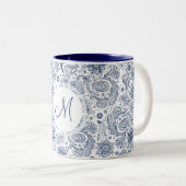 Vintages Blumenmuster Monogramm 2-Töne Tasse (VorderseiteRechts)