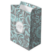 Vintages Blumenmuster Monogramm m Geschenk B Mittlere Geschenktüte (Rückseite Schrägansicht)