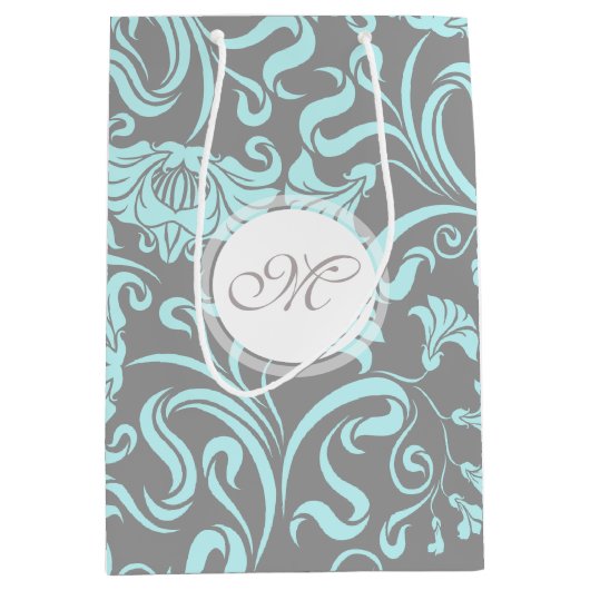 Vintages Blumenmuster Monogramm m Geschenk B Mittlere Geschenktüte (Vorderseite)