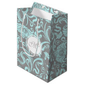 Vintages Blumenmuster Monogramm m Geschenk B Mittlere Geschenktüte (Vorderseite Schrägansicht)