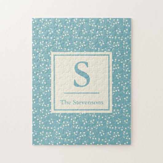 Vintages Blumenmuster | Monogramm und Name  Puzzle (Vertikal)