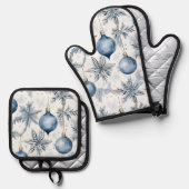 Vintages Blumenmuster Ofenhandschuh & Topflappen-Set (Vorderseite/Rückseite)