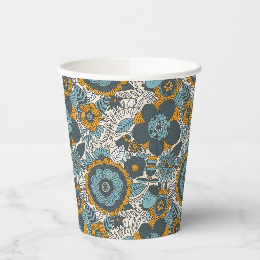 Vintages Blumenmuster Pappbecher (Links)