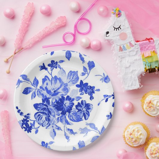 Vintages Blumenmuster Pappteller (Party)