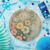 Vintages Blumenmuster Pappteller (Party)