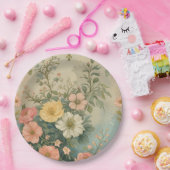 Vintages Blumenmuster Pappteller (Party)