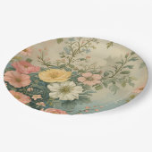 Vintages Blumenmuster Pappteller (Schrägansicht)