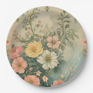 Vintages Blumenmuster Pappteller