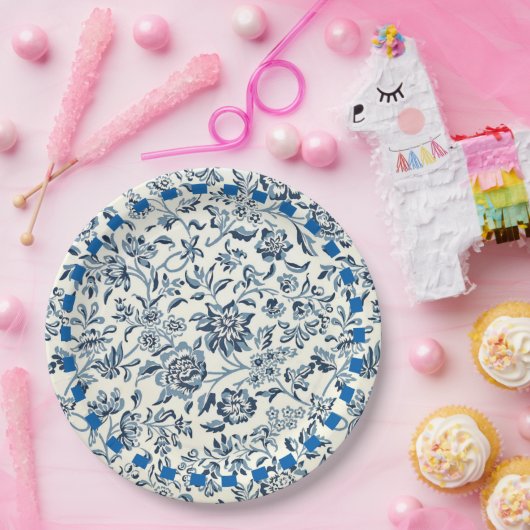 Vintages Blumenmuster Pappteller (Party)