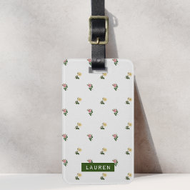 Vintages Blumenmuster Personalisierte Gepäckmarke Gepäckanhänger